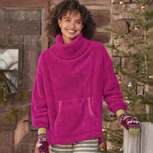 Sundance Womens Sasha Fleece Teddy Pullover Size Small Pink Cowl Neck Oversized
